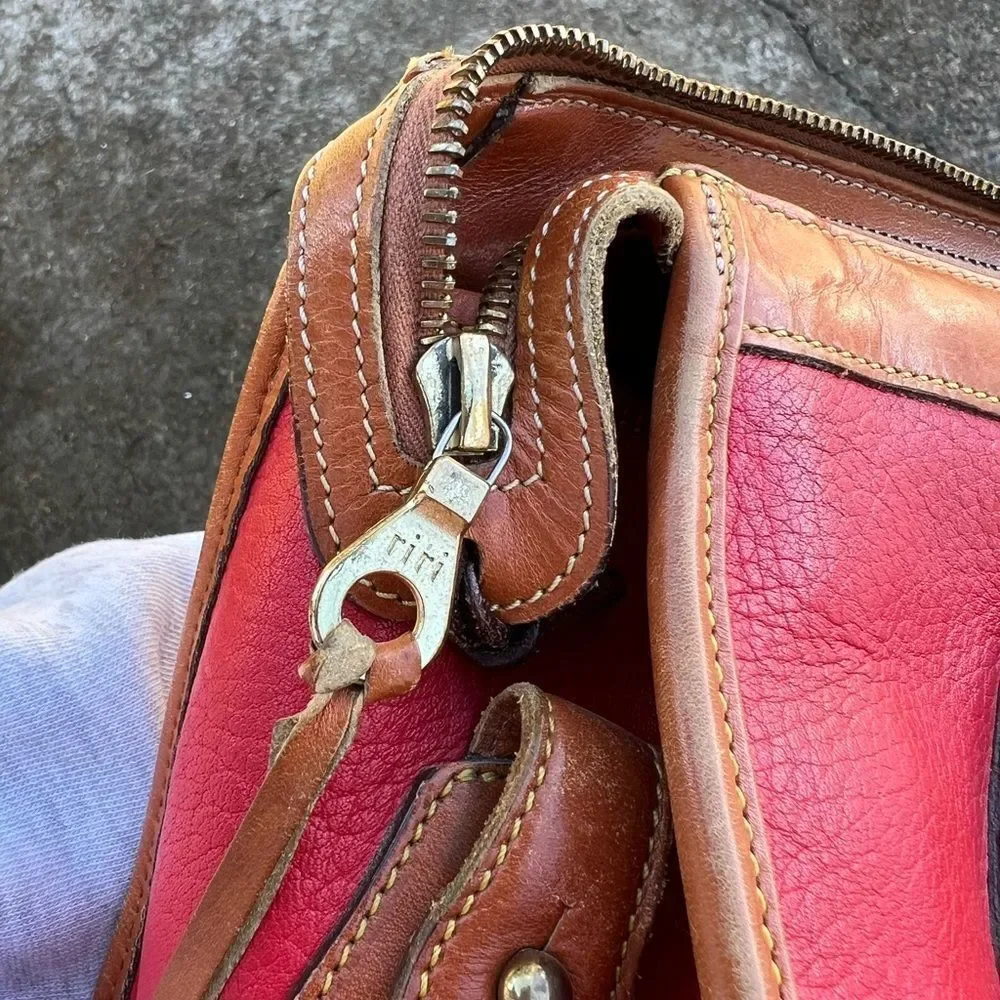 Vintage Dooney & Bourke red pebbled leather satchel purse